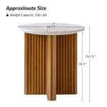 Solid Wood End Table with Natural Marble Top - Image 4