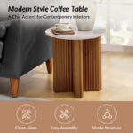 Solid Wood End Table with Natural Marble Top - Image 7