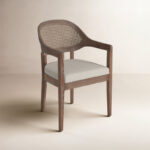 Cane Accent Armchair with Solid Wood Structure for Living Room and Lounge Seating - Image 2