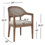 Cane Accent Armchair with Solid Wood Structure for Living Room and Lounge Seating - Image 3