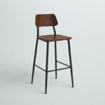 Industrial Style Barstool with Steel Base and Rustic Solid Wood Seat - Image 8