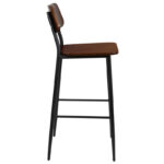 Industrial Style Barstool with Steel Base and Rustic Solid Wood Seat - Image 4