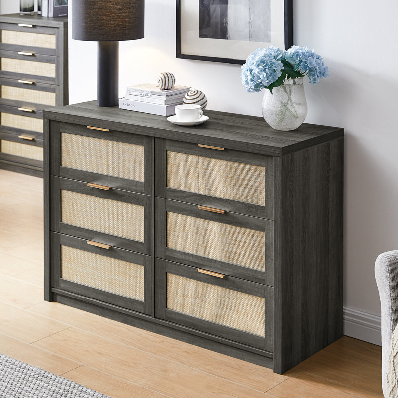 Dearbhaile+47_+W+6+-+Drawer+Dresser-474608494 Solid Sheesham Wood Walnut Finish Dresser with 6 Drawers – Bedroom Storage Chest - Image 1