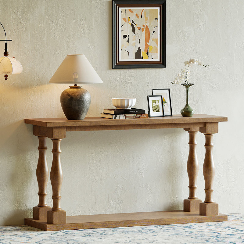 Deisy+Solid+Wood+Console+Table+with+Storage Handcrafted Sheesham Wood Console Table with Drawer Storage for Living Room - Image 1