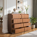 Solid Wood Rattan Chest with 8 Drawers for Bedroom Storage - Image 2