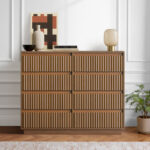 Solid Wood Rattan Chest with 8 Drawers for Bedroom Storage