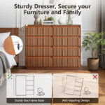 Solid Wood Rattan Chest with 8 Drawers for Bedroom Storage - Image 9