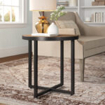 Solid Wood Top Side End Table with Sleek Modern Structure