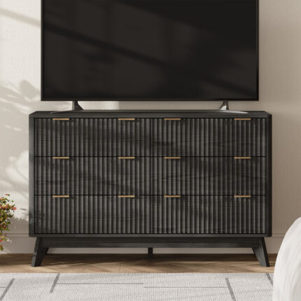 Solid Sheesham Wood 6-Drawer Bedroom Dresser – Spacious Chest of Storage