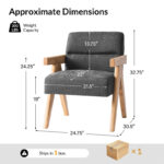 Mid-Century Style Accent Chair with Curved Solid Wood Arms - Image 6