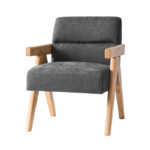 Mid-Century Style Accent Chair with Curved Solid Wood Arms - Image 5