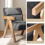 Mid-Century Style Accent Chair with Curved Solid Wood Arms - Image 7