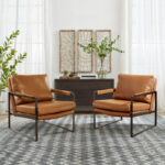 Leather Upholstered Accent Armchairs with Solid Wood Base – Set of 2 - Image 2