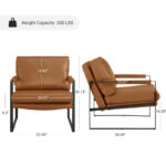 Leather Upholstered Accent Armchairs with Solid Wood Base – Set of 2 - Image 8