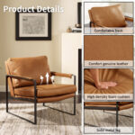 Leather Upholstered Accent Armchairs with Solid Wood Base – Set of 2 - Image 3