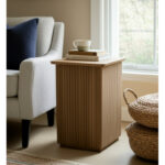Slim Accent Side Table with Natural Wood Slatted Design for Modern Homes - Image 3