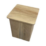 Slim Accent Side Table with Natural Wood Slatted Design for Modern Homes - Image 8