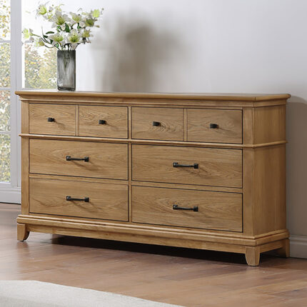 Honey Brown Solid Wood Six-Drawer Storage Chest for Bedroom, Living Room