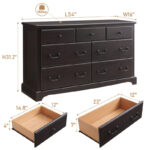 Modern Solid Wood 7-Drawer Dresser – 46” Tall Bedroom Chest with Diamond-Textured Front - Image 3
