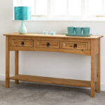 Solid Wood Console Table with Three Drawers and Bottom Shelf for Entryway and Living Room - Image 2