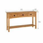 Solid Wood Console Table with Three Drawers and Bottom Shelf for Entryway and Living Room - Image 9