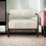 Upholstered Accent Armchair with Wooden Base for Living & Lounge Corners