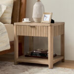 Oak Grain Fluted Modern Side Table – 23.75” Width - Image 2