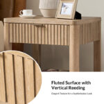 Oak Grain Fluted Modern Side Table – 23.75” Width - Image 4
