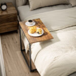 Wooden C-Shaped End Table with Metal Base for Sofa and Bedside Use - Image 2