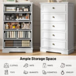 Natural Solid Wood Chest with 10 Drawers – Striped Surface Design for Bedroom Storage - Image 7