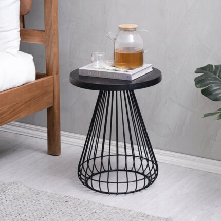 Solid Wood Top Side Table with Modern Sleek Profile