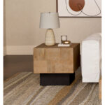 Marble Top End Side Table with Solid Wood Base for Modern Homes