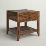 Solid Wood End Table with Built-In Storage Shelf and Natural Finish - Image 5