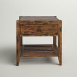 Solid Wood End Table with Built-In Storage Shelf and Natural Finish - Image 3