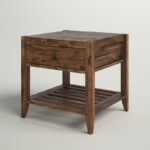 Solid Wood End Table with Built-In Storage Shelf and Natural Finish - Image 2