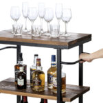 Industrial 3-Tier Wooden Bar & Beverage Cart - Image 3