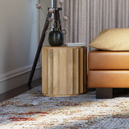 Solid Wood End Table with Natural Grain Texture and Modern Minimal Shape