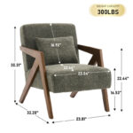 Set of 2 Solid Wood Accent Armchairs with Upholstery and Additional Pillow - Image 7