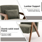 Set of 2 Solid Wood Accent Armchairs with Upholstery and Additional Pillow - Image 6