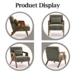 Set of 2 Solid Wood Accent Armchairs with Upholstery and Additional Pillow - Image 5