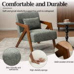 Set of 2 Solid Wood Accent Armchairs with Upholstery and Additional Pillow - Image 3