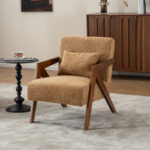 Classic Mid-Century Accent Armchair with Chenille Upholstery and Solid Wood Foundation