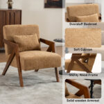 Classic Mid-Century Accent Armchair with Chenille Upholstery and Solid Wood Foundation - Image 3