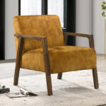Upholstered Wooden Armchair with Cushioned Seating for Living & Study Spaces - Image 2