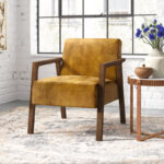 Upholstered Wooden Armchair with Cushioned Seating for Living & Study Spaces - Image 8