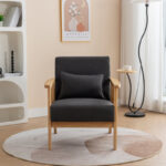 Solid Acacia Wood Armchair Pair with Cushioned Seating – Set of 2 - Image 2