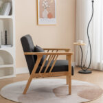 Solid Acacia Wood Armchair Pair with Cushioned Seating – Set of 2 - Image 4