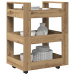 Engineered Wood Kitchen Utility Trolley – 23.6 × 17.7 × 31.5 In - Image 4