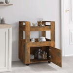 Rustic Engineered Wood Kitchen Trolley – 60×45×80 cm - Image 2