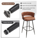 Premium Swivel Upholstered Low Back Bar & Counter Stools with Metal Base (Set of 2) - Image 4